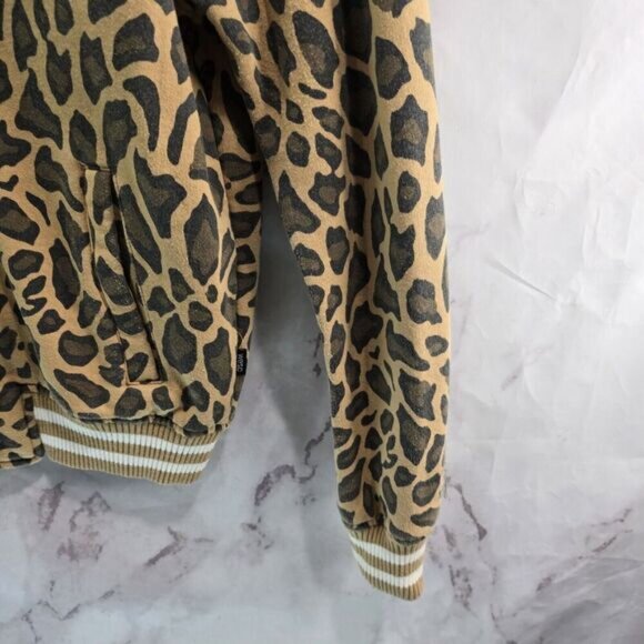 Wesc Jacket Womens Small Brown Sweatshirt Bomber Leopard Cheetah Varsity - Picture 4 of 10